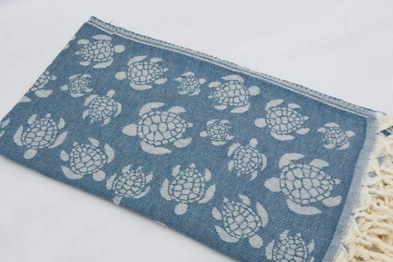 Sea Turtle Teal 100% Cotton Towel