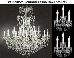 Set Of 3 - 1 Maria Theresa Empress Crystal (Tm) Chandelier Lighting H 52" W 46" And 2 Maria Theresa Wall Sconce Crystal Lighting H14" x W11.5" - 1Ea-Cs/52/2Mt/24 1   2Ea-Cs/2813/3