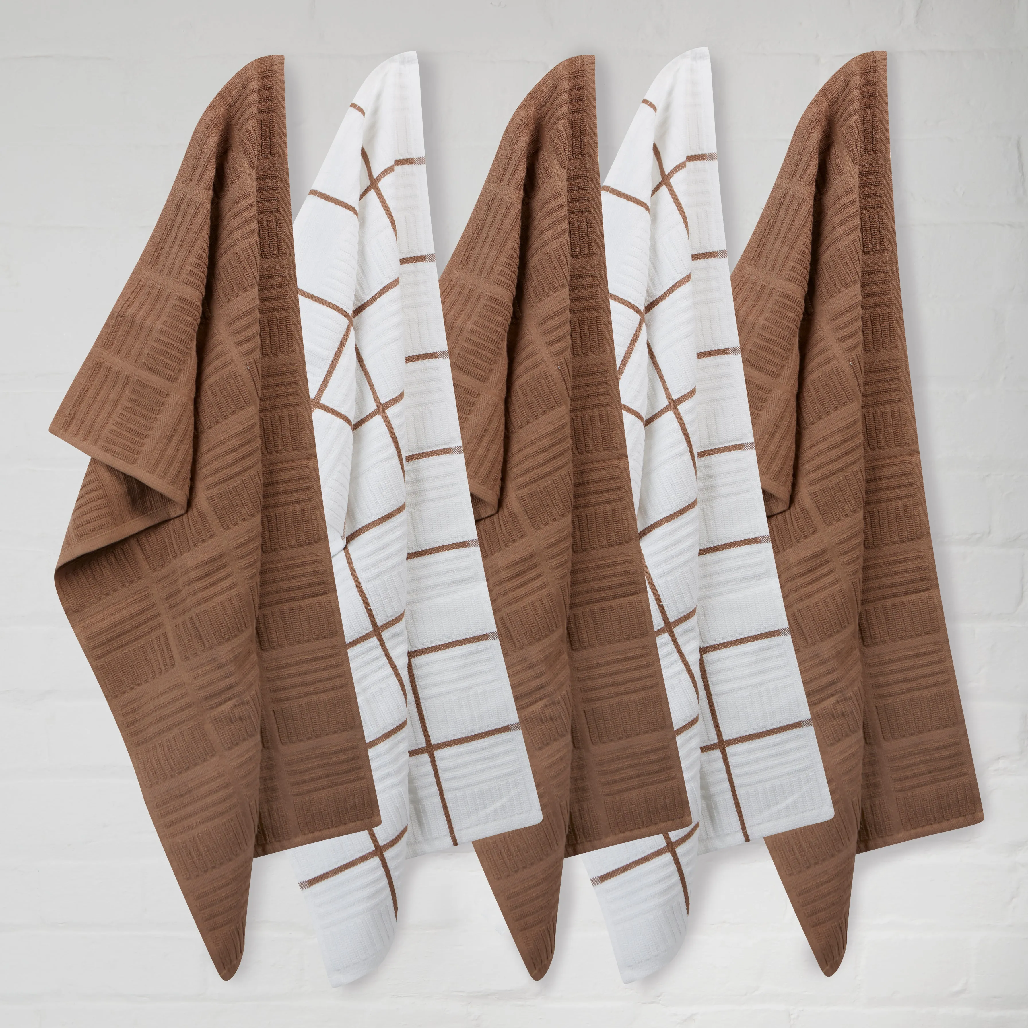 Set of 5 Window Pane Cotton Terry Tea Towels available in Three Colours