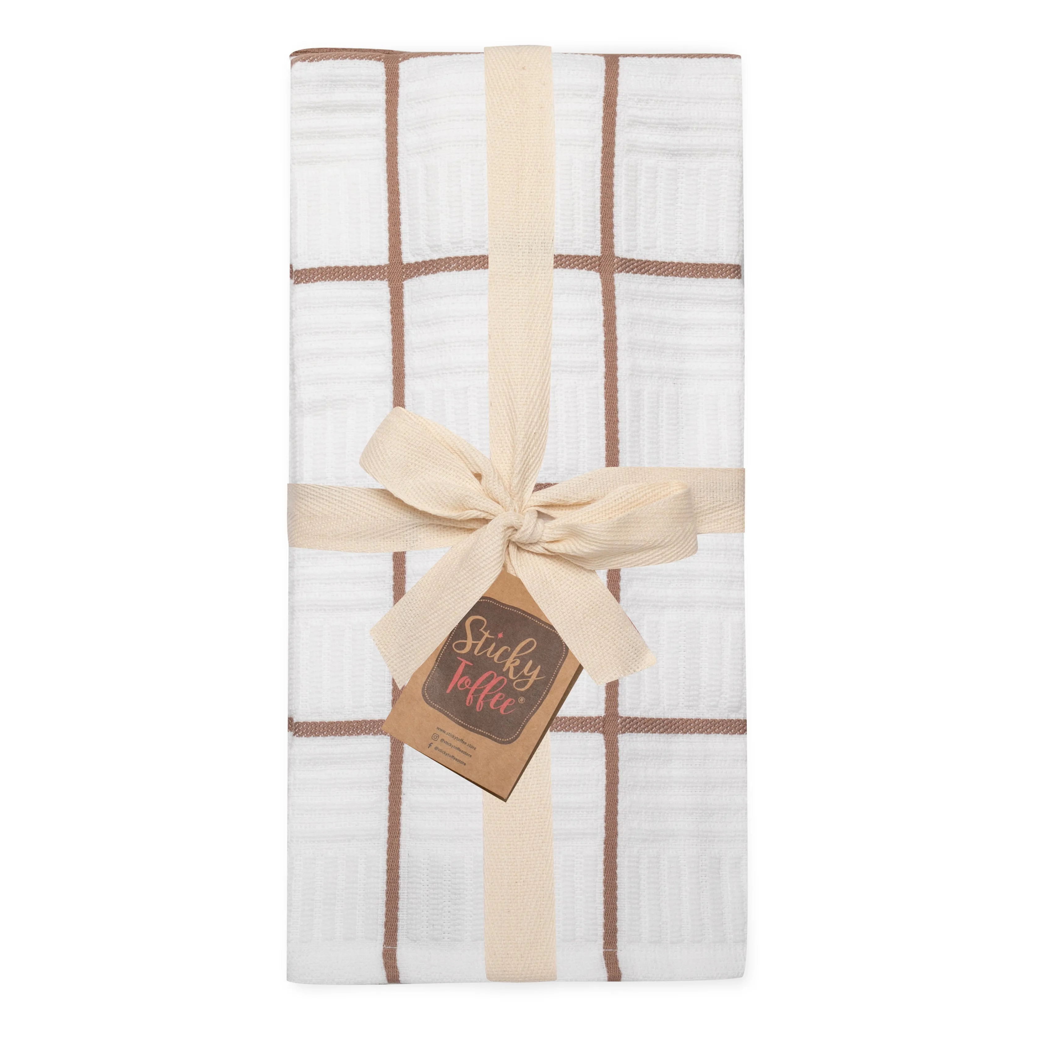 Set of 5 Window Pane Cotton Terry Tea Towels available in Three Colours