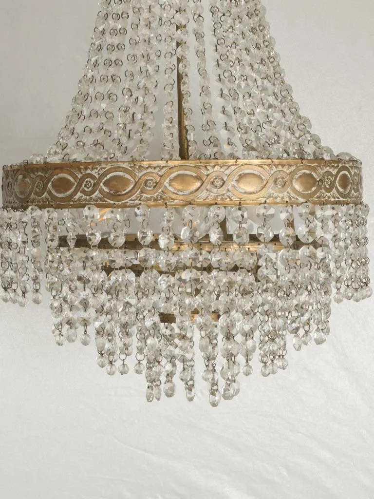 Small 19th-century Empire Montgolfier Chandelier w/ Beaded Crystal Strings