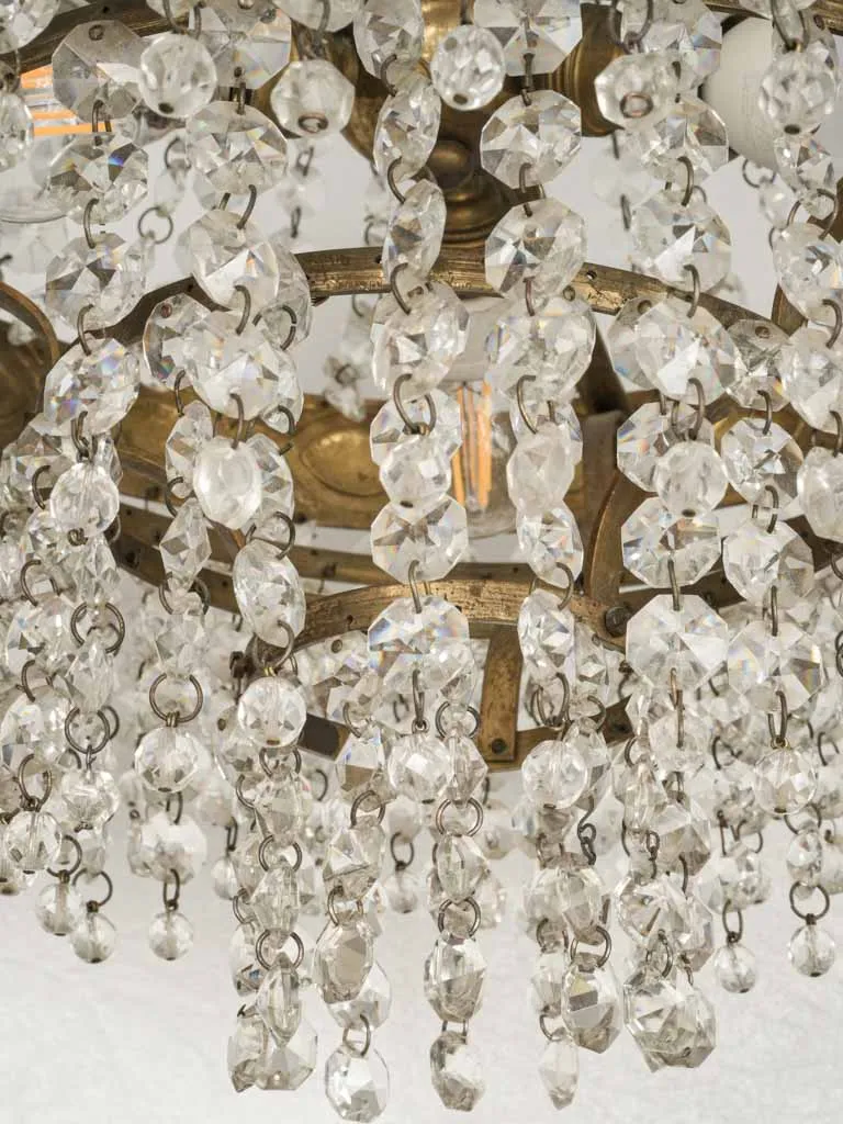 Small 19th-century Empire Montgolfier Chandelier w/ Beaded Crystal Strings