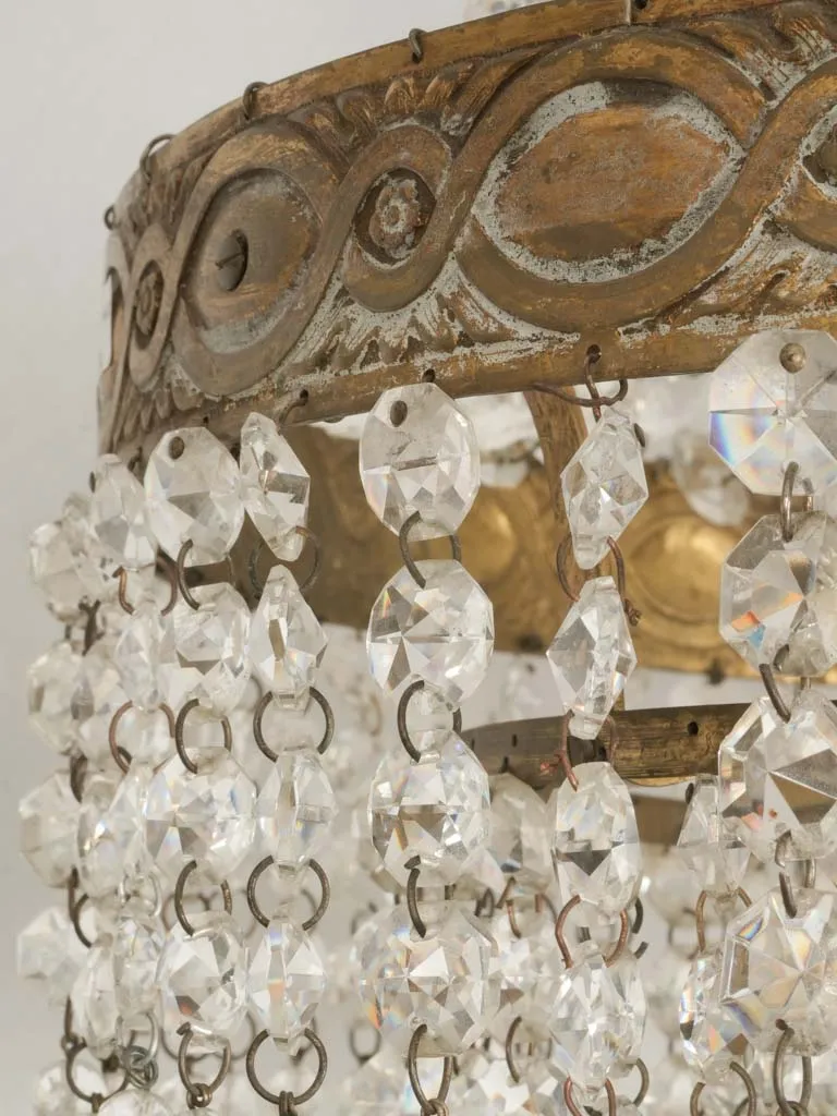 Small 19th-century Empire Montgolfier Chandelier w/ Beaded Crystal Strings