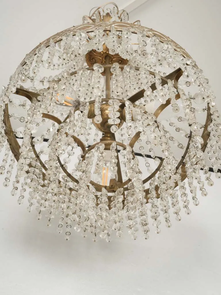 Small 19th-century Empire Montgolfier Chandelier w/ Beaded Crystal Strings