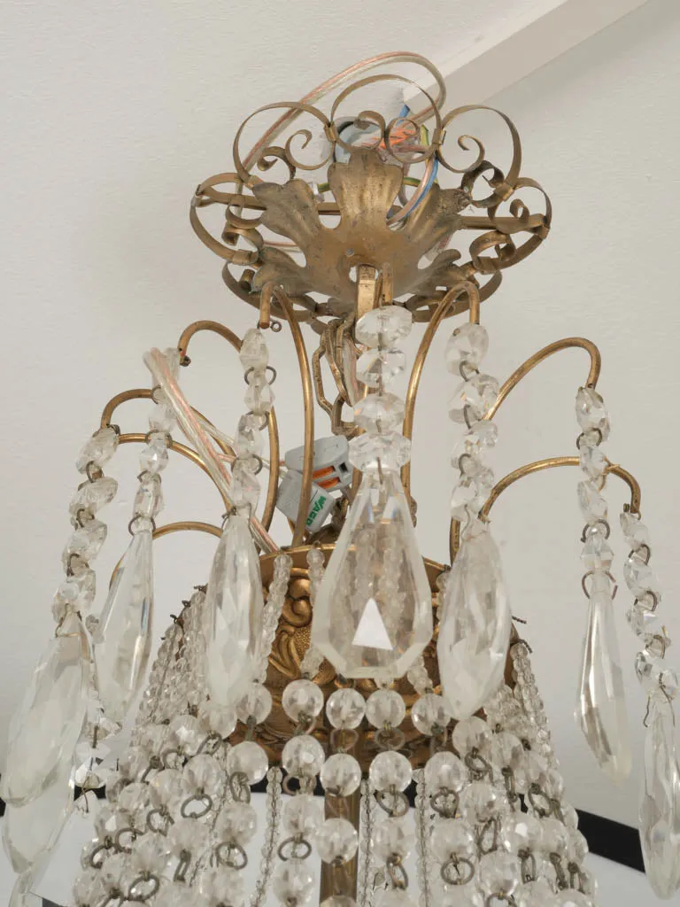 Small 19th-century Empire Montgolfier Chandelier w/ Beaded Crystal Strings