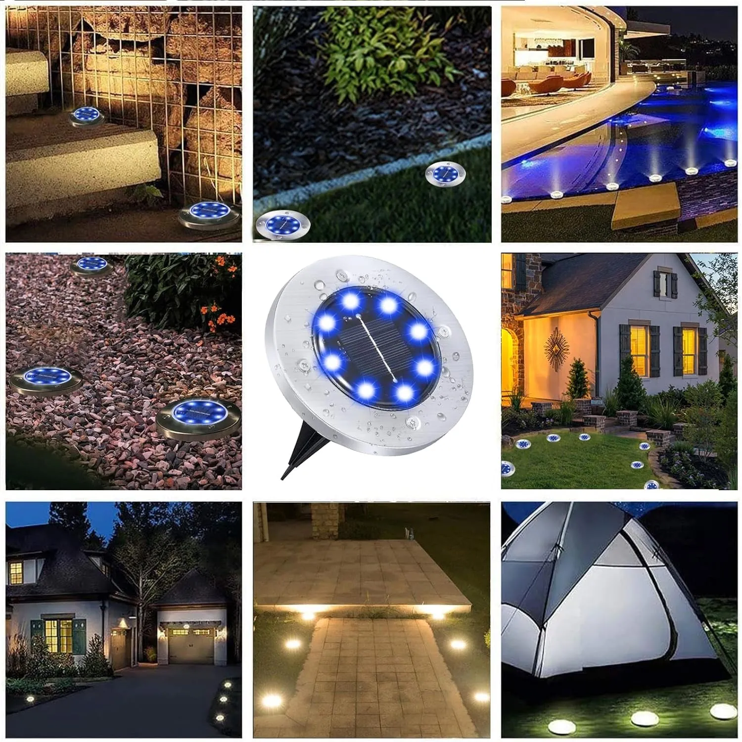 Solar Ground Lights, Waterproof Solar Garden Lights, Upgraded Outdoor Garden Waterproof Bright In-Ground Lights, Landscape Lights for Pathway,Yard,Deck,Lawn,Patio,Walkway (16 Pack Blue Color Light)