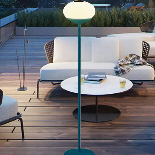 Solar Modern Minimalist Wrought Iron PE Oval LED Outdoor Standing Floor Lamp