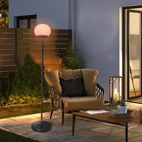 Solar Modern Minimalist Wrought Iron PE Oval LED Outdoor Standing Floor Lamp