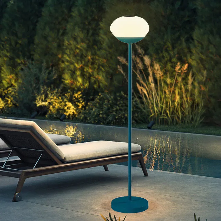 Solar Modern Minimalist Wrought Iron PE Oval LED Outdoor Standing Floor Lamp