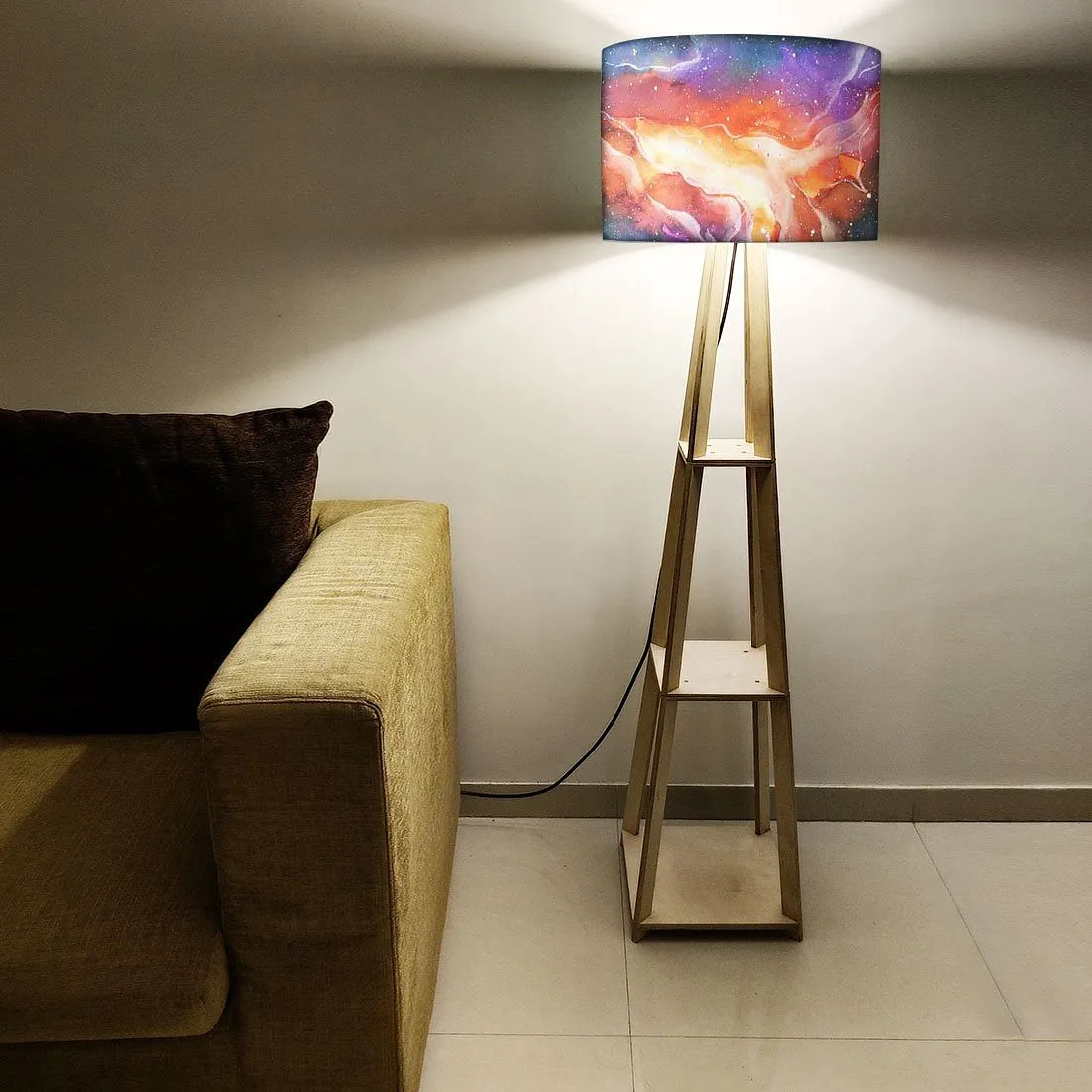 Standing Wooden Tripod Light for Living Room - Space