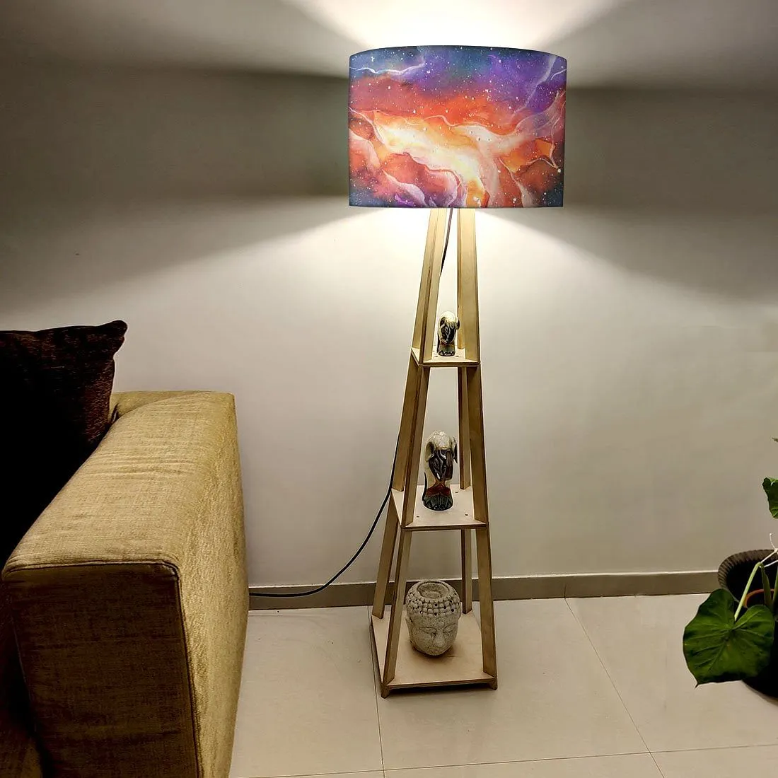 Standing Wooden Tripod Light for Living Room - Space