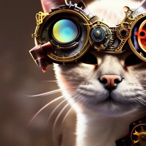 Steampunk Cat art - steampunk wall art prints  , steampunk print ,cat art poster , Edgy Wall Decor, AI Generated Art