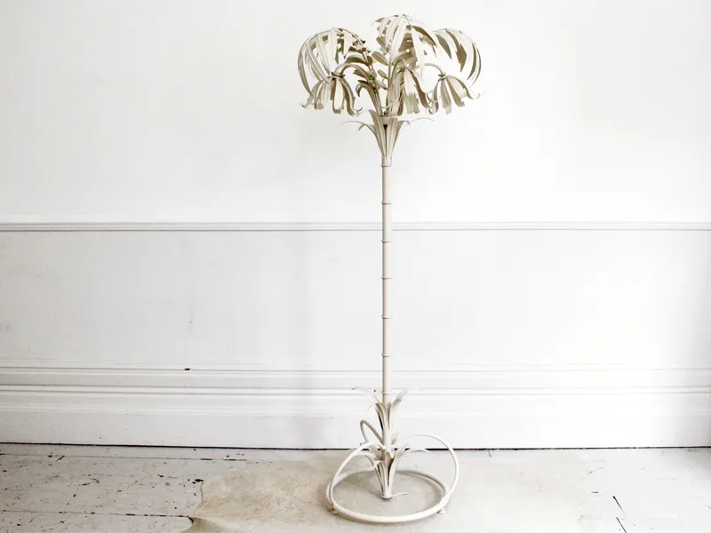 Superb 1960's Large Ivory French Riviera Palm Floor Light with Five Lights