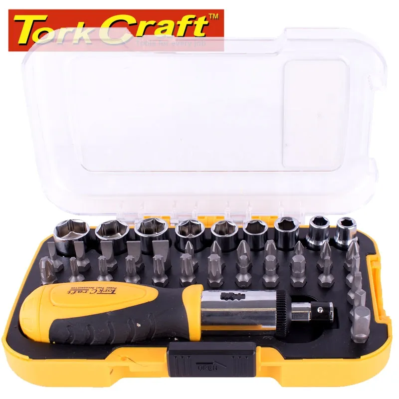 TORK CRAFT SCREWDRIVER RATCHET BIT SET 37PC KT6242