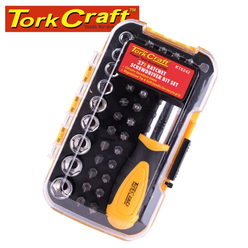 TORK CRAFT SCREWDRIVER RATCHET BIT SET 37PC KT6242