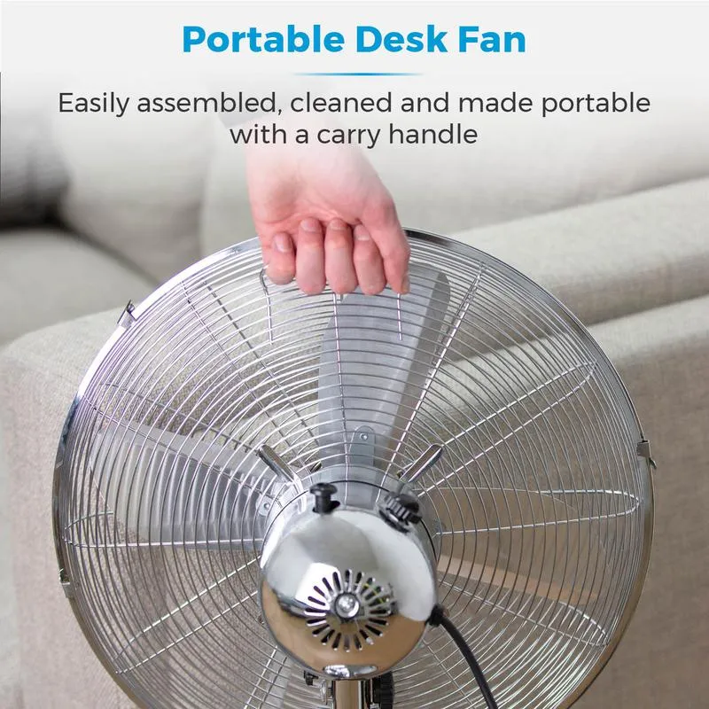 Tower Metal Desk Fan 12"  - Chrome