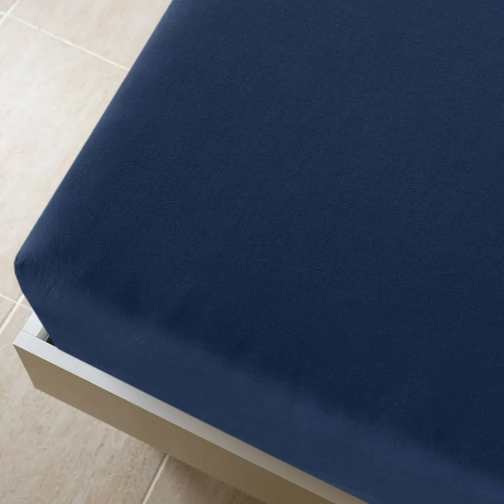 vidaXL Jersey Fitted Sheet Navy Blue 160x200 cm Cotton