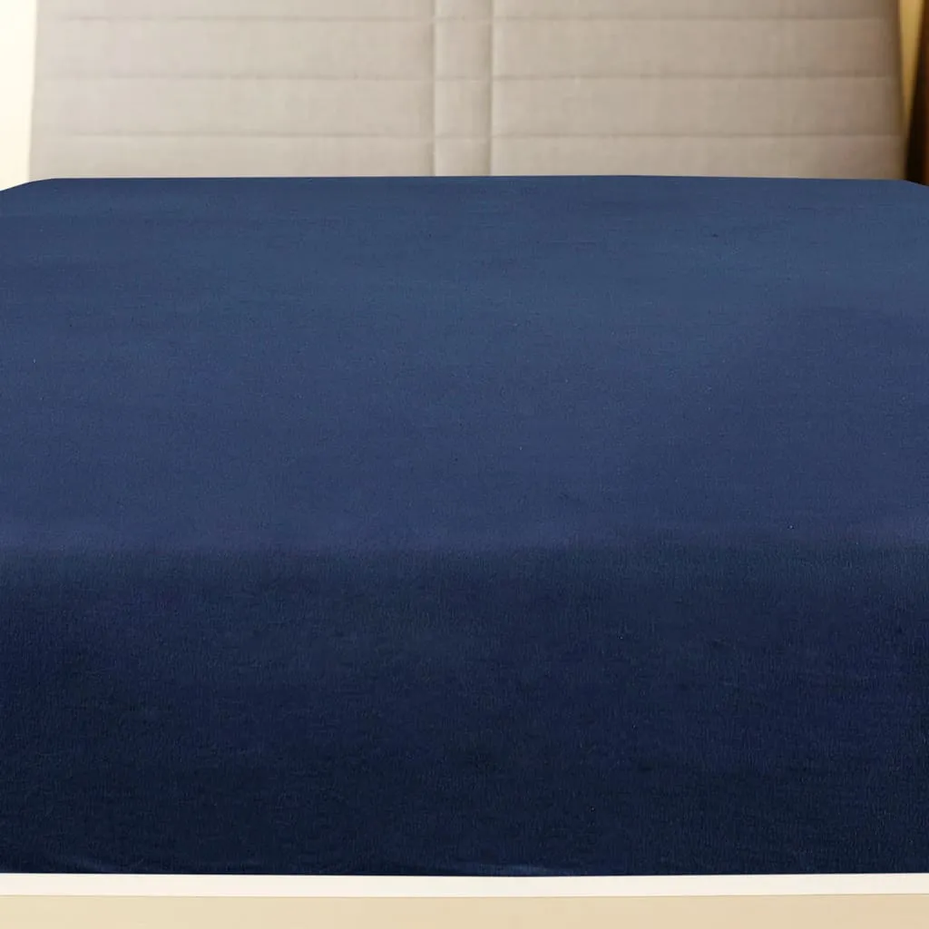 vidaXL Jersey Fitted Sheet Navy Blue 160x200 cm Cotton