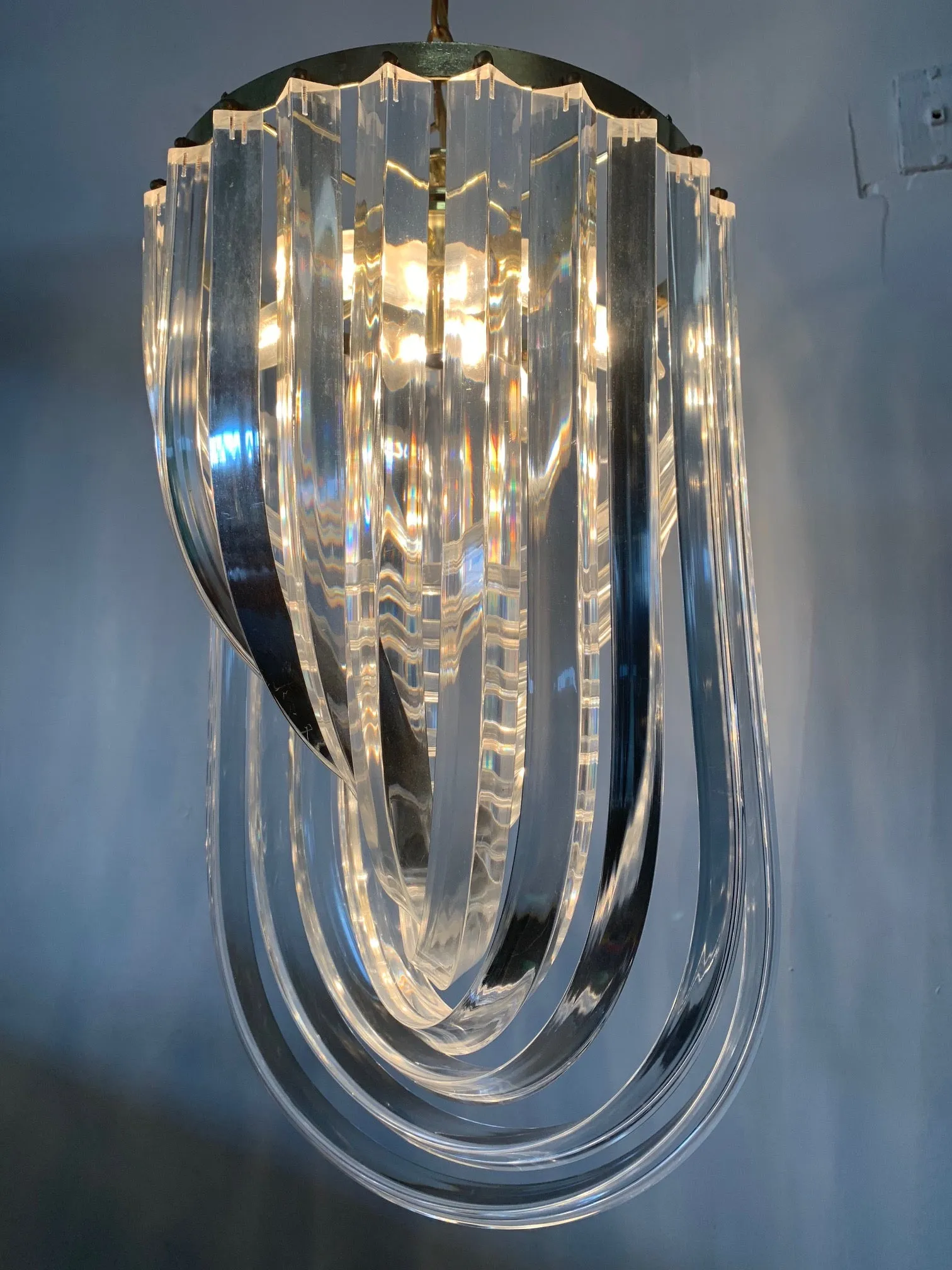 Vintage Lucite Hoop Ribbon Chandelier