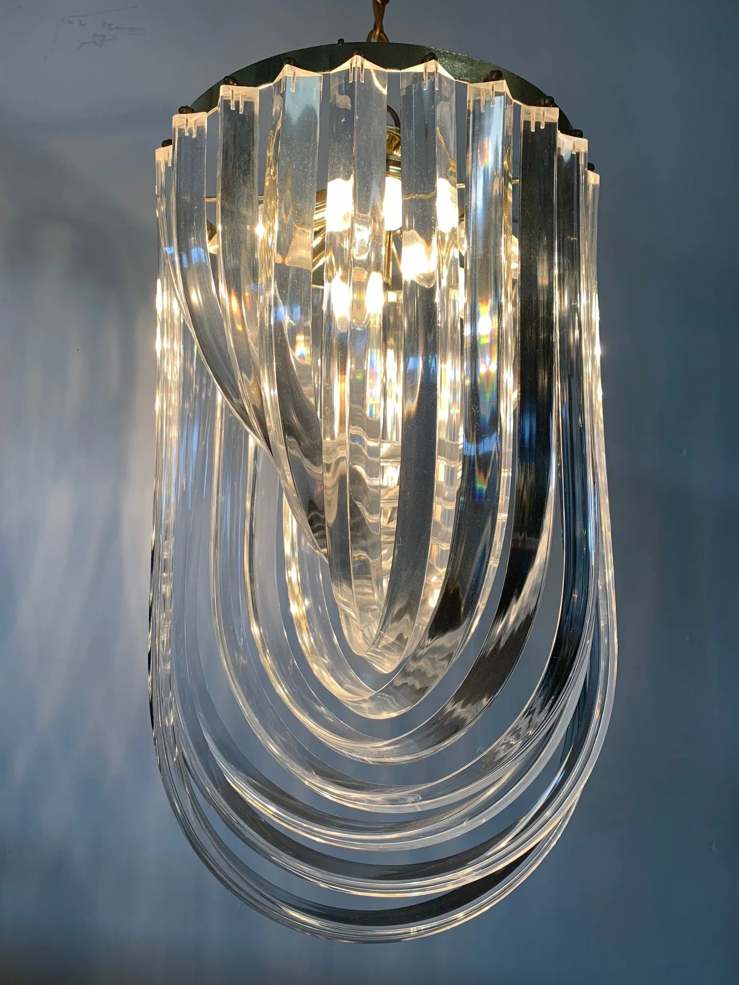 Vintage Lucite Hoop Ribbon Chandelier