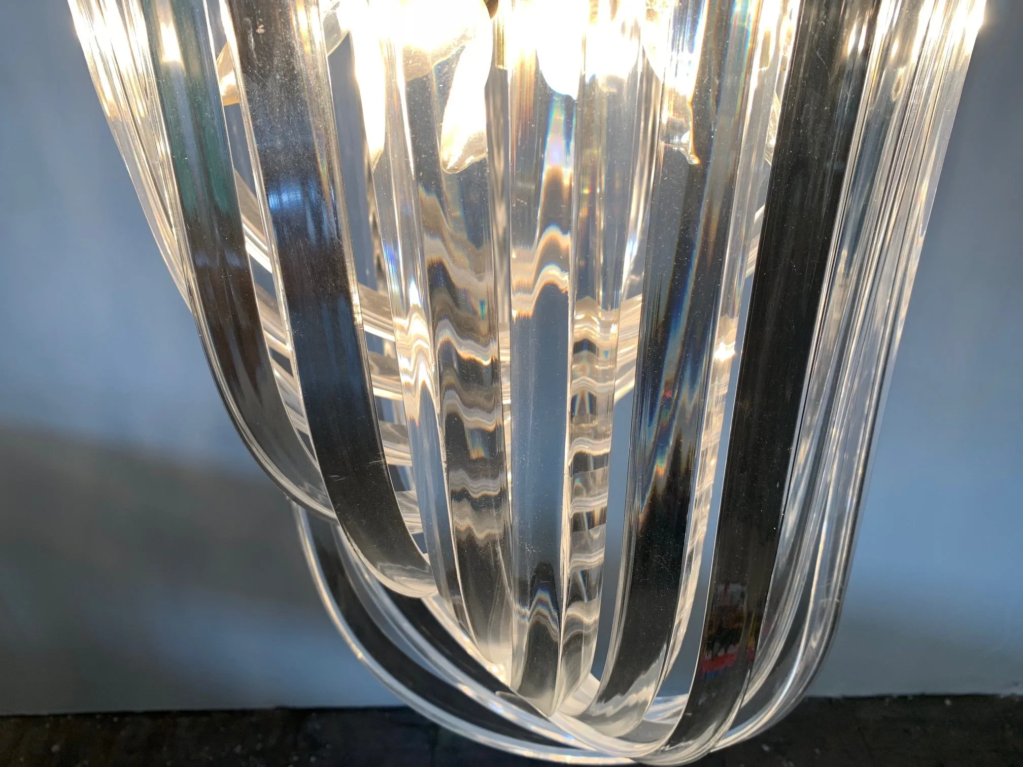 Vintage Lucite Hoop Ribbon Chandelier