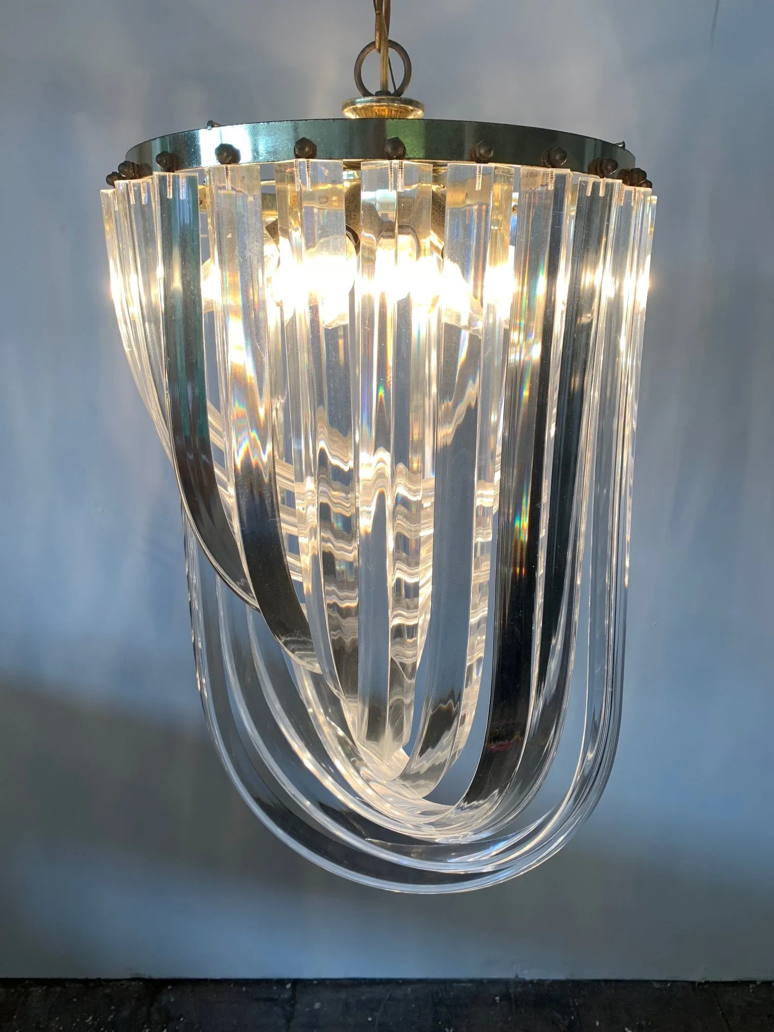 Vintage Lucite Hoop Ribbon Chandelier