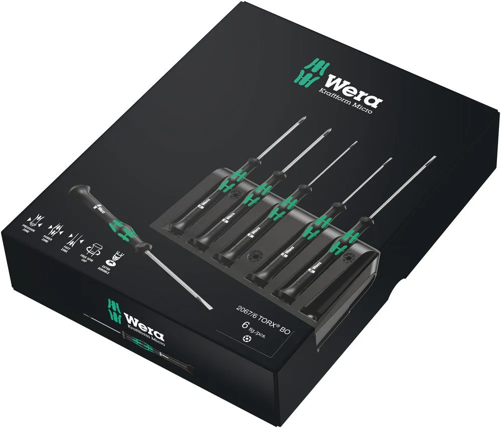 Wera 118154 6pc 2067/6 TORX¨ BO Kraftform Micro Screwdriver Set