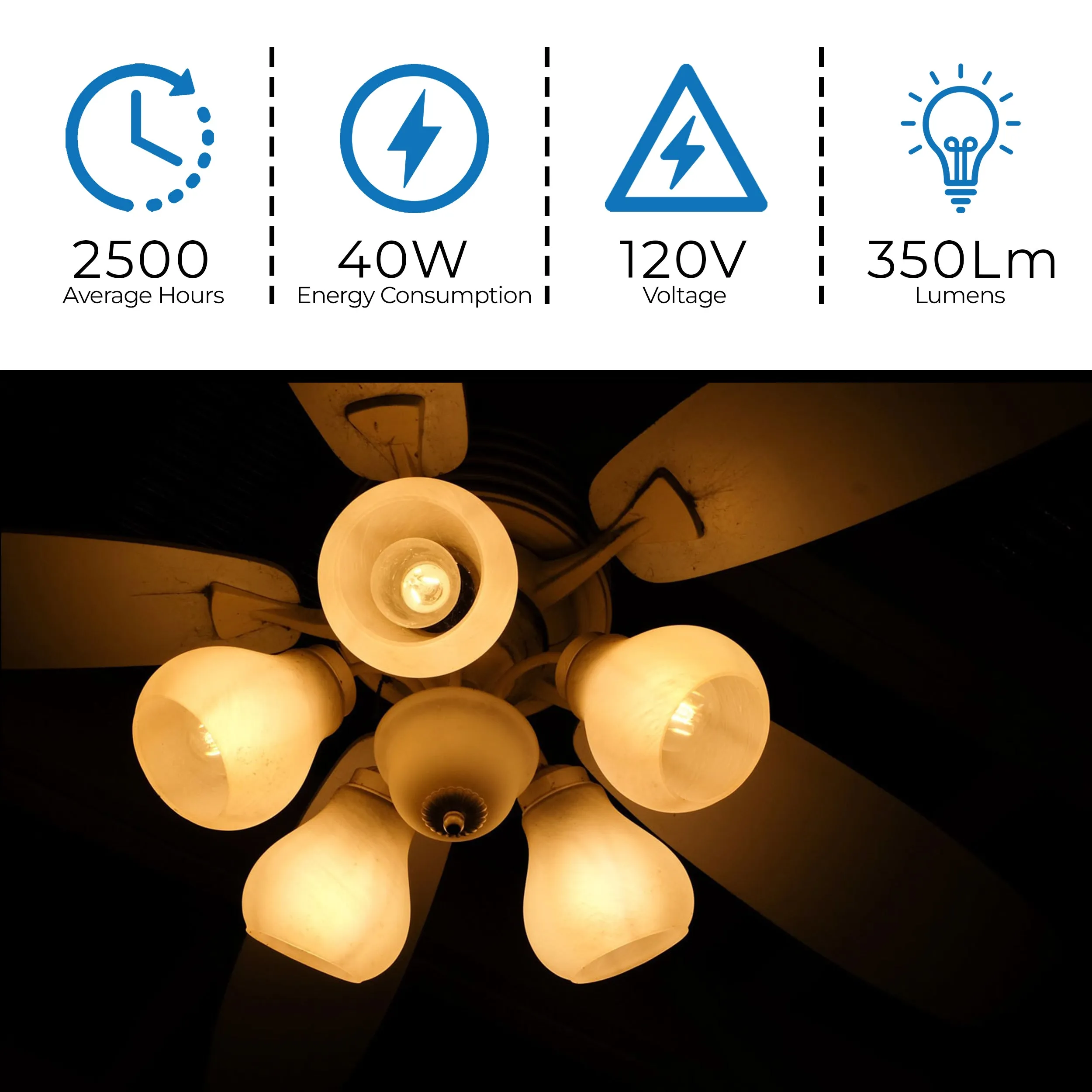 Westinghouse 0400100 40 Watt Incandescent A15 Clear - 2700 Kelvin - Warm White - 350 Lumens - E26-Medium Base - 120 Volt - Card