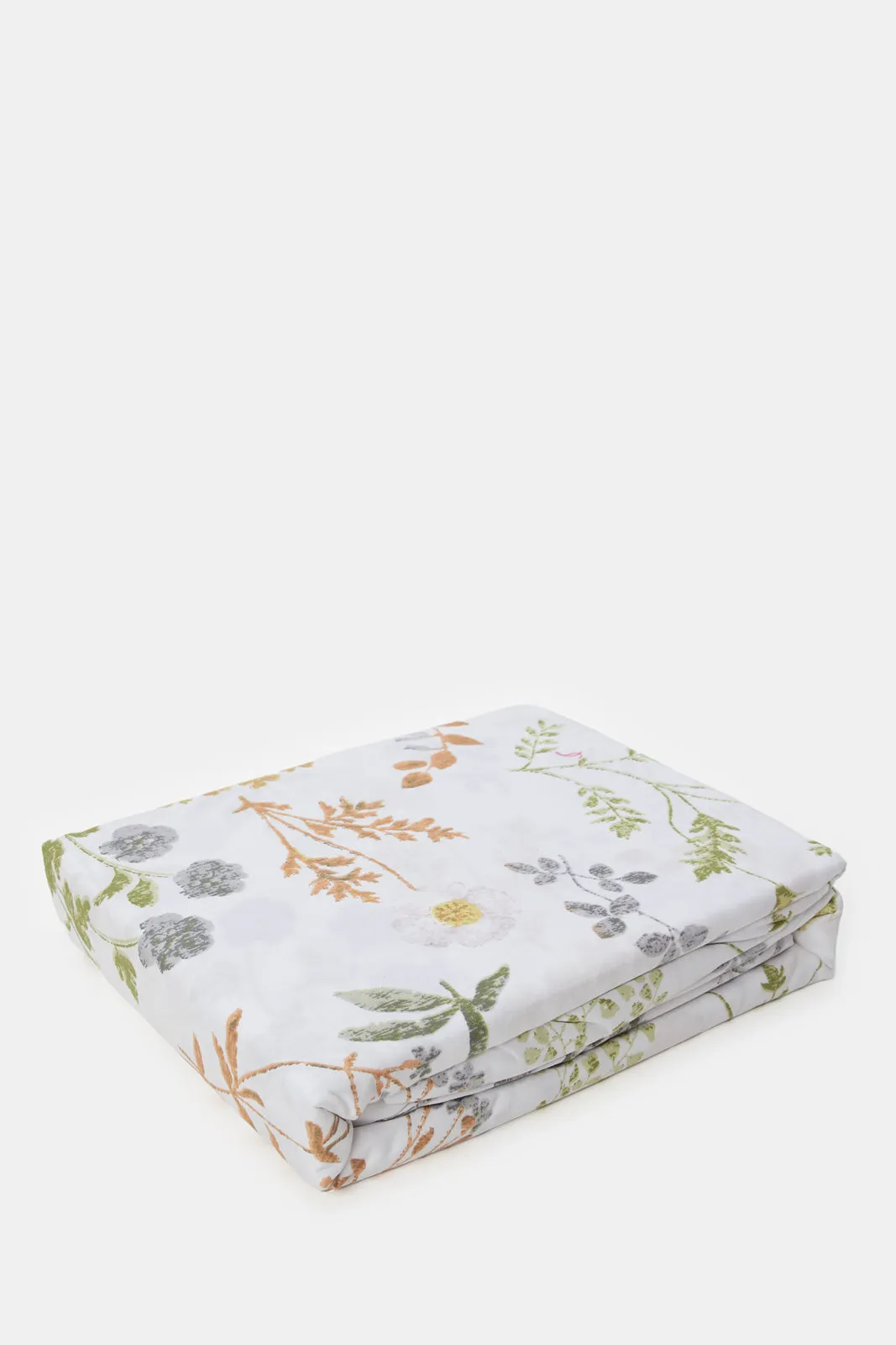 White Floral Printed Flat Sheet (Single Size)