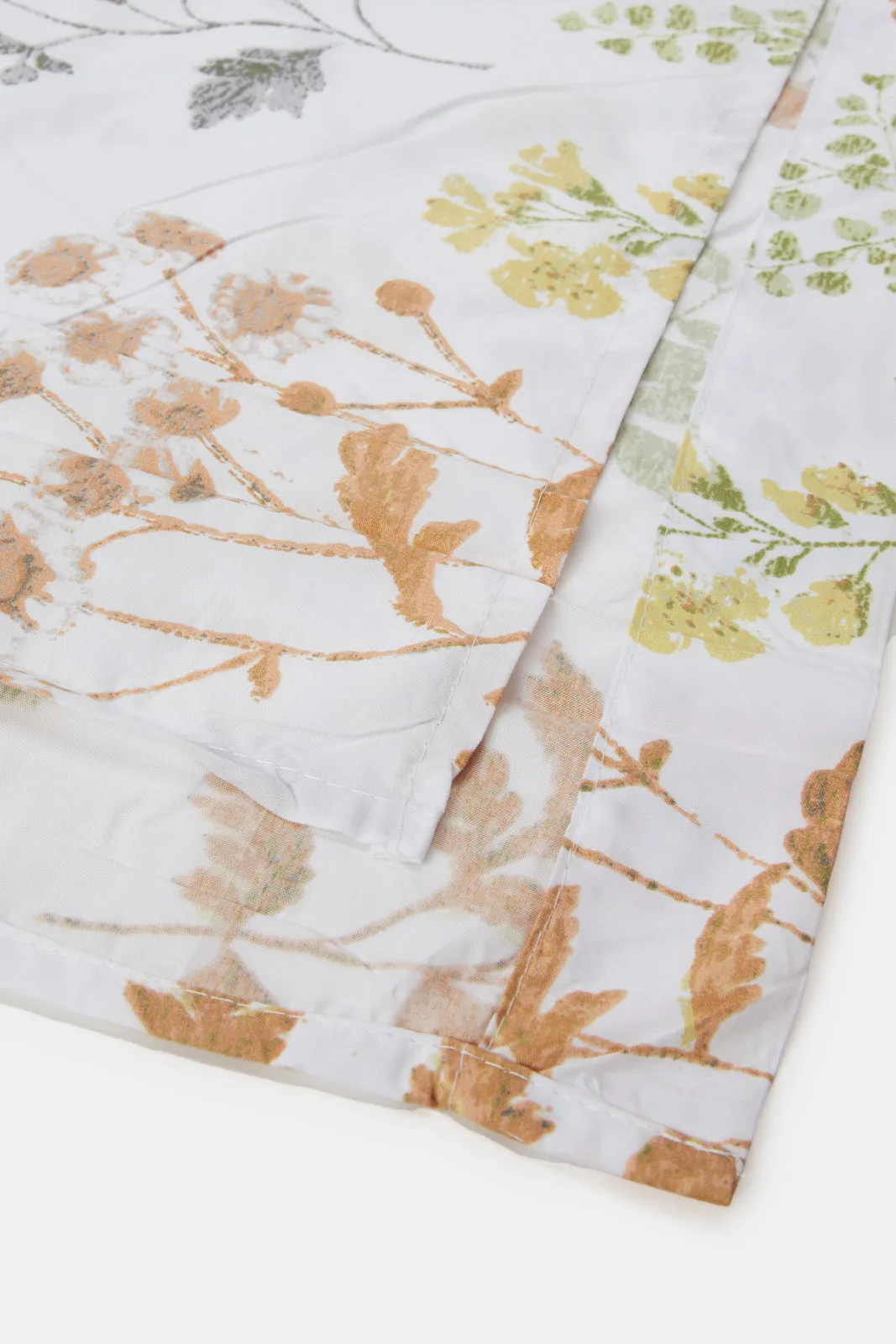 White Floral Printed Flat Sheet (Single Size)