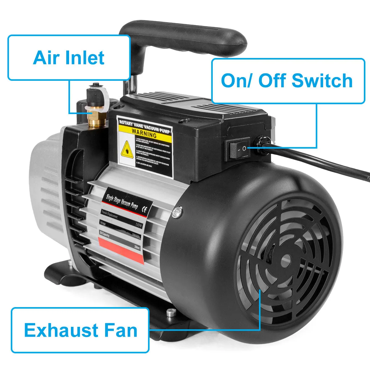 XtremepowerUS Single-Stage 3.5CFM Rotary Vane Deep Vacuum Pump 1/4HP HVAC AC Air