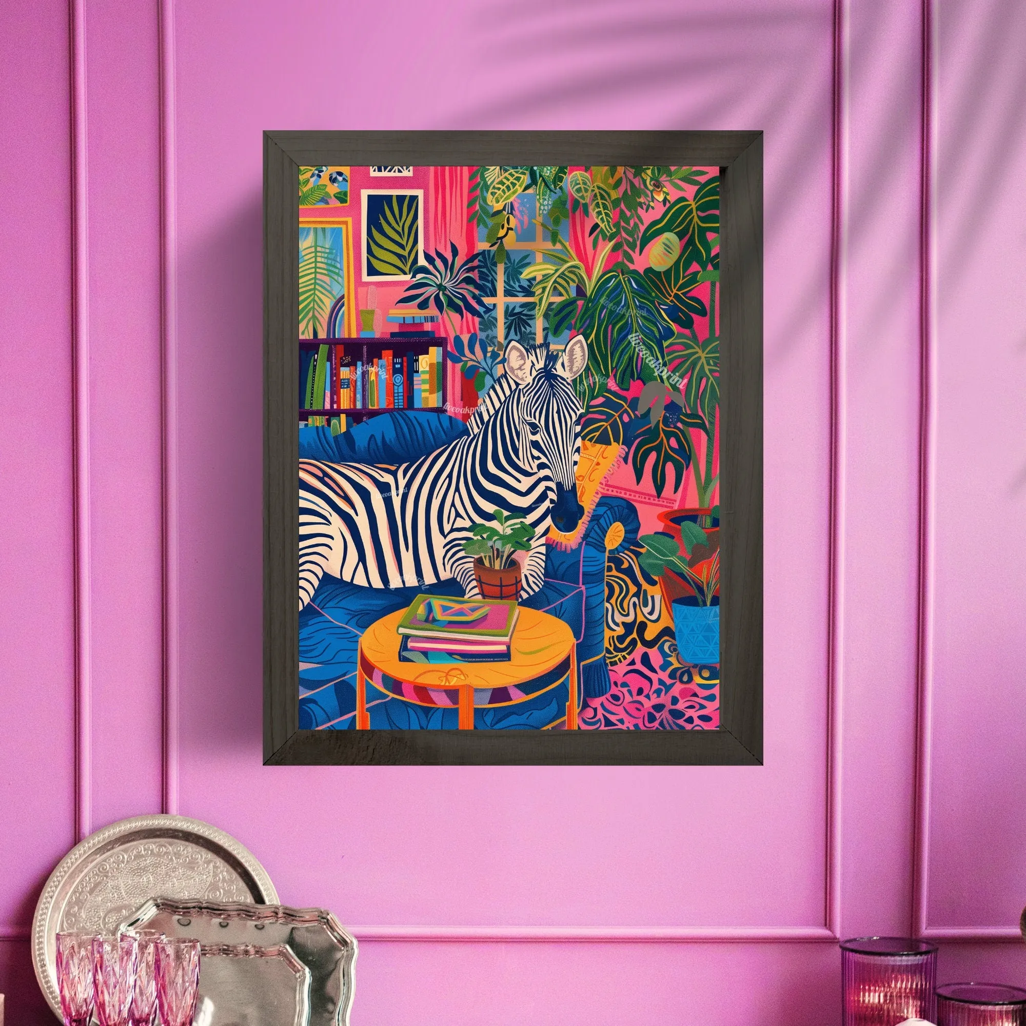 Zebra Lounging on a Luxury Sofa - Maximalist Wall Art - Zebra Print - Zebra Wall Art - Jungle Wall Decor - Zebra Living Room